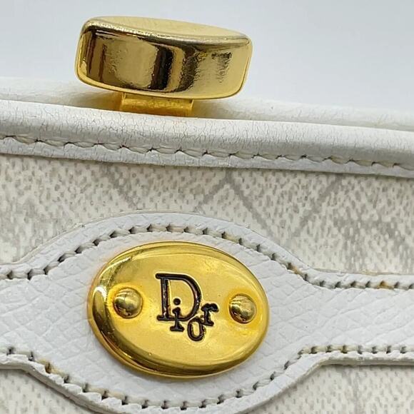 Christian Dior Honeycomb Logo White Coin Case Purse - Picture 3 of 7
